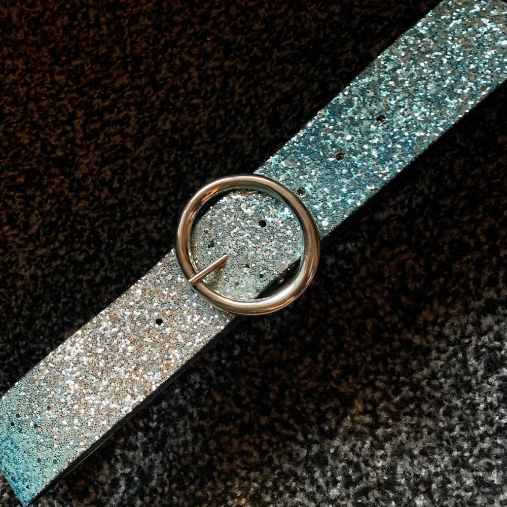 Glitter Belt Teal & Silver w/Silver Buckle; New!!
